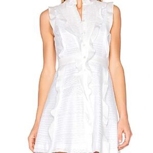 NWT Marissa Webb Revolve White Ruffle Cotton Button Front "Tonya" Dress sz Large